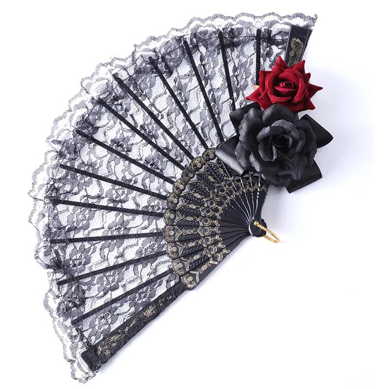 Gothic Lolita Retro Lace Hand Fan Vintage Lolita Victorian Baroque Red Rose Fans Halloween Party Props One Size чёрный
Gothic Lolita Retro Lace Hand Fan Vintage Lolita Victorian Baroque Red Rose Fans Halloween Party Props One Size чёрный