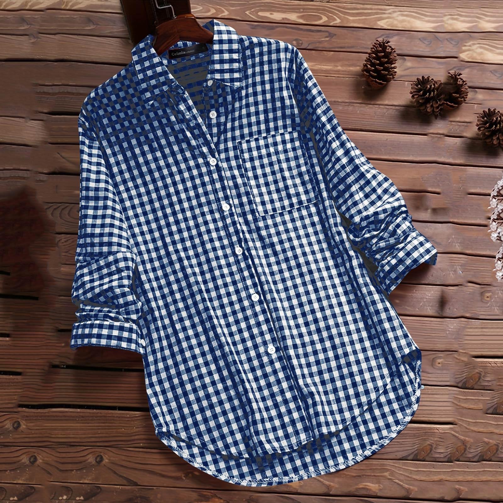 Женская повседневная модная рубашка с длинным рукавом и лацканами в клетку в винтажном стиле XXL
Женская повседневная модная рубашка с длинным рукавом и лацканами в клетку в винтажном стиле XXL