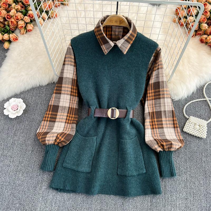 2026 Autumn and Winter New Two-piece Set Waist Plaid Shirt Vest Fashion Suit Knitted Sweater Women average size зелёный
2026 Autumn and Winter New Two-piece Set Waist Plaid Shirt Vest Fashion Suit Knitted Sweater Women average size зелёный