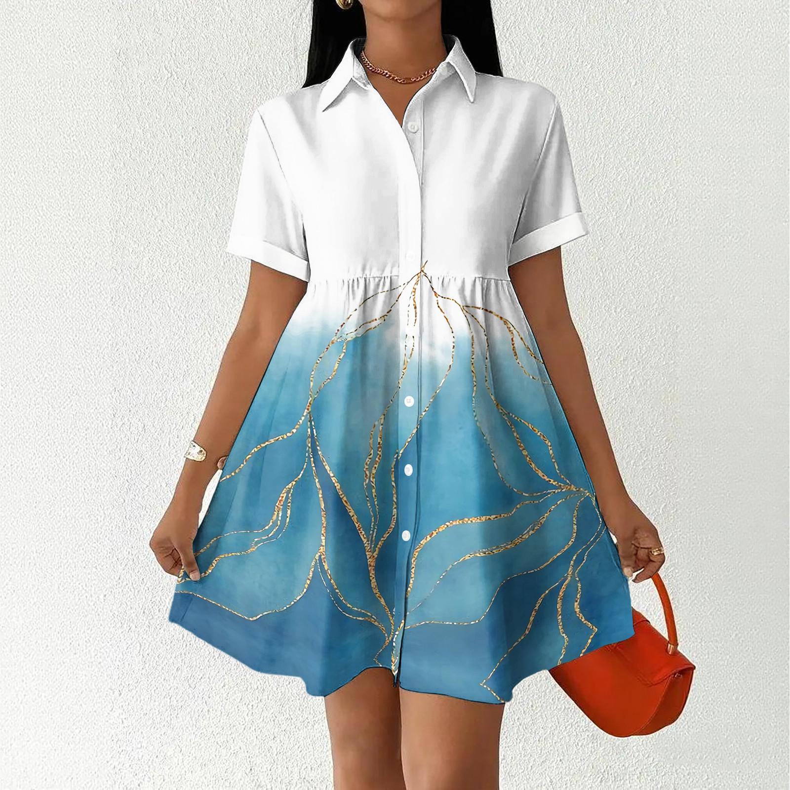 Women Casual Loose Fit Dress Button Front Shirt Dress Short Sleeve Collared Dress Summer Daily Wear L тёмно-синий
Women Casual Loose Fit Dress Button Front Shirt Dress Short Sleeve Collared Dress Summer Daily Wear L тёмно-синий