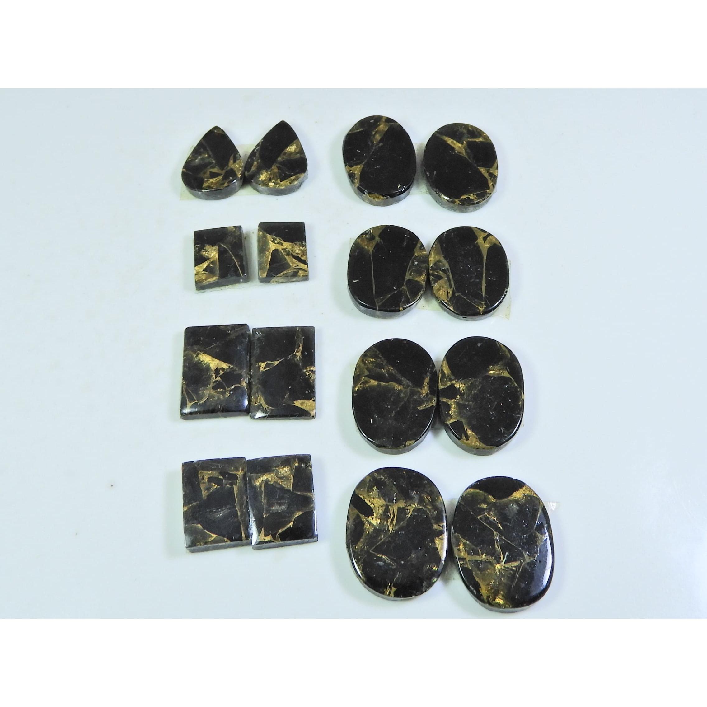 100Cts. Natural Black Copper Tourquise Mix Cabochon Matched Pair 8Pair Lot A-134
100Cts. Natural Black Copper Tourquise Mix Cabochon Matched Pair 8Pair Lot A-134
