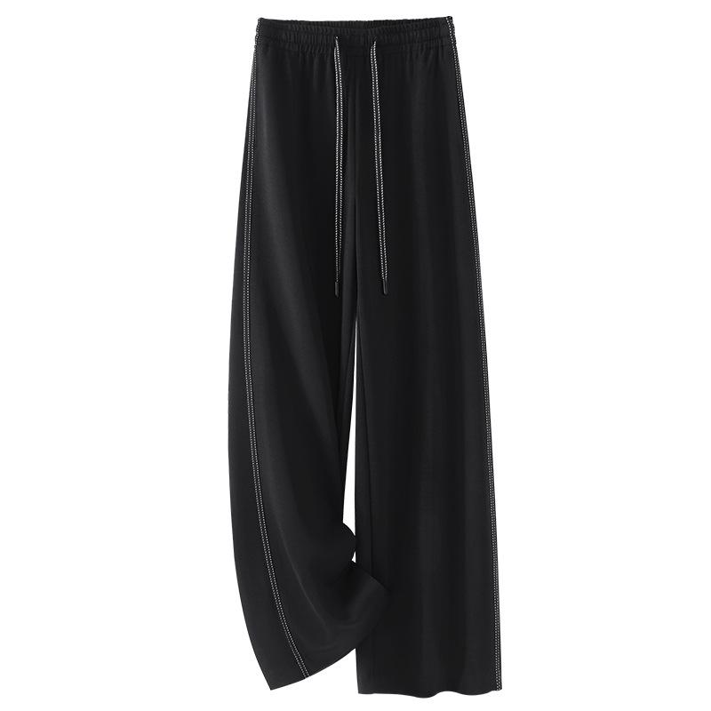 Women s Black Straight-Leg Sweatpants - Spring 2025: Loose, High-Waist, Slimming, Wide-Leg Draping Design L 
Women s Black Straight-Leg Sweatpants - Spring 2025: Loose, High-Waist, Slimming, Wide-Leg Draping Design L