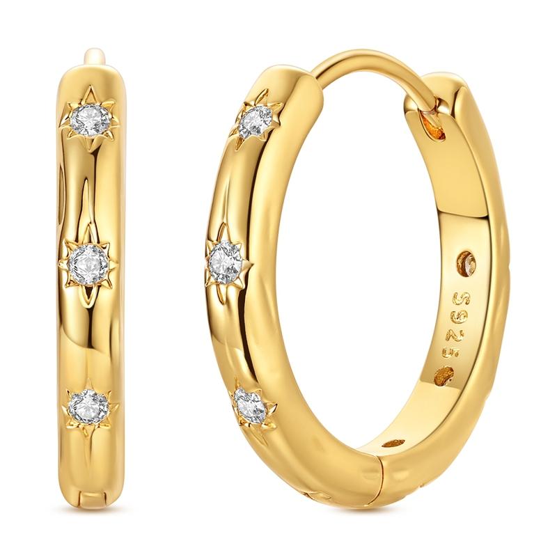 925 Sterling Silver Golden Star CZ Hoop Earrings Minimalist Huggie Cartilage Hoops Everyday Fine Jewelry Gift for Women
925 Sterling Silver Golden Star CZ Hoop Earrings Minimalist Huggie Cartilage Hoops Everyday Fine Jewelry Gift for Women