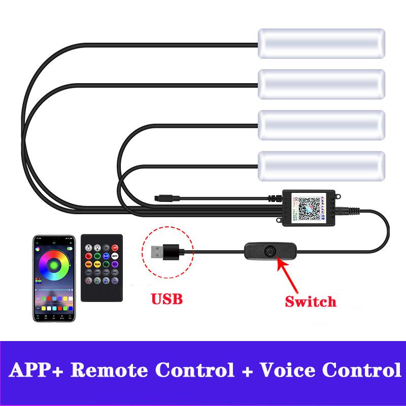 LED RGB Car Foot Ambient Light With USB Wireless Remote Voice Music APP Control Cigarette Lighter Car Footwell Lights USB APP Remot Switch
LED RGB Car Foot Ambient Light With USB Wireless Remote Voice Music APP Control Cigarette Lighter Car Footwell Lights USB APP Remot Switch