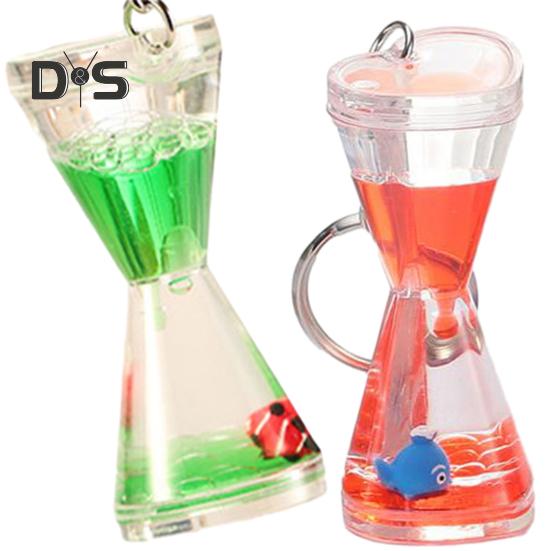 Брелок «Жидкие песочные часы» Портативный пластиковый песочный таймер Металлический автомобильный брелок для ключей DIY Украшение рюкзака Подвеска Украшение Подарок на день рождения Random Style