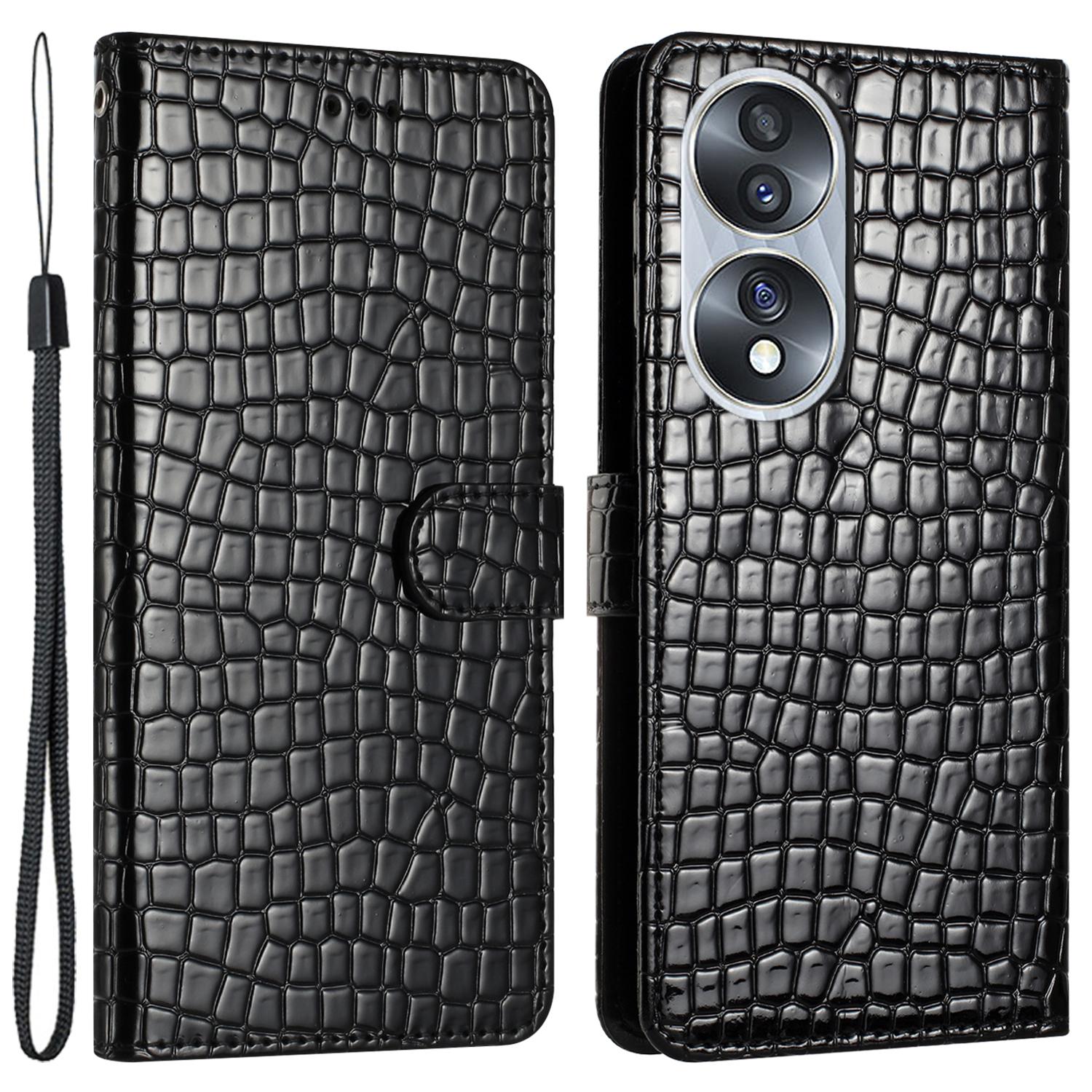 For Honor 70 5G Crocodile Texture Leather Stand Cover Wallet Design Anti-fall Phone Case with Strap Black
For Honor 70 5G Crocodile Texture Leather Stand Cover Wallet Design Anti-fall Phone Case with Strap Black