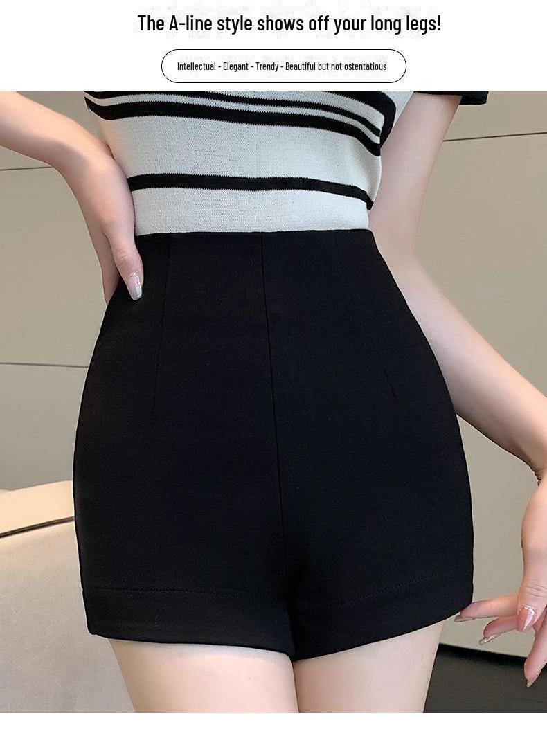 Черные узкие шорты А-силуэта с высокой талией - женские летние и осенние эластичные шорты S (80-95 jin)
Черные узкие шорты А-силуэта с высокой талией - женские летние и осенние эластичные шорты S (80-95 jin)