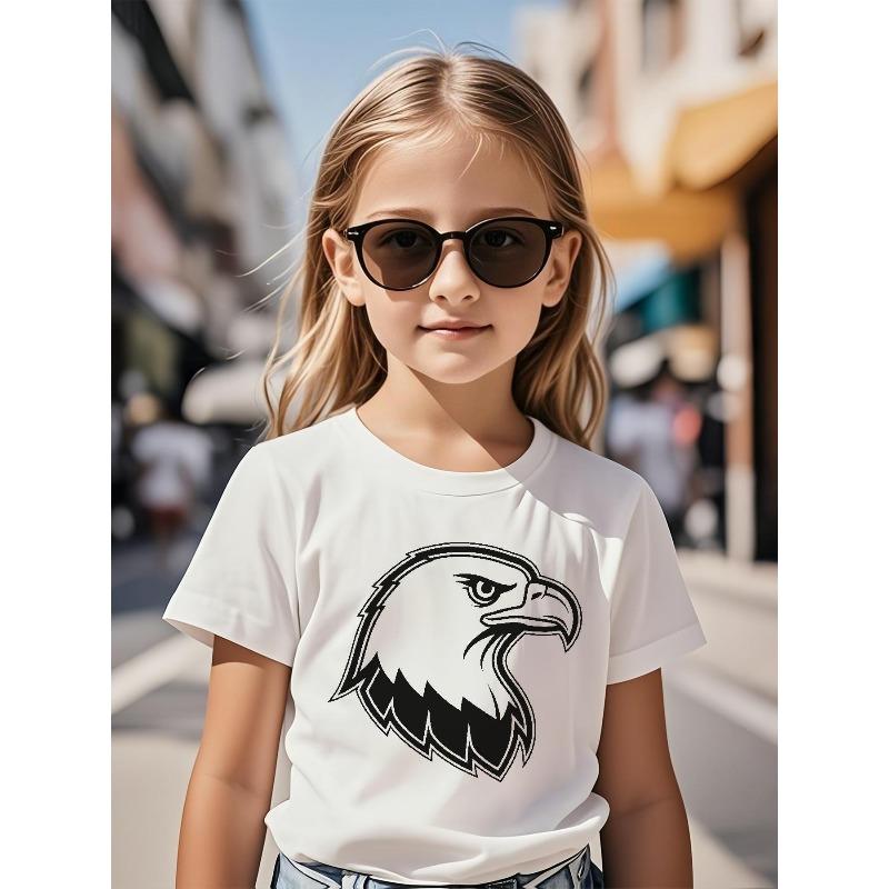 European sizes Promotional Round Neck Girls T-Shirt, Casual Short Sleeve Top with Eagle Head Print, Summer Shirt in White and Black Design 164cm білий
European sizes Promotional Round Neck Girls T-Shirt, Casual Short Sleeve Top with Eagle Head Print, Summer Shirt in White and Black Design 164cm білий