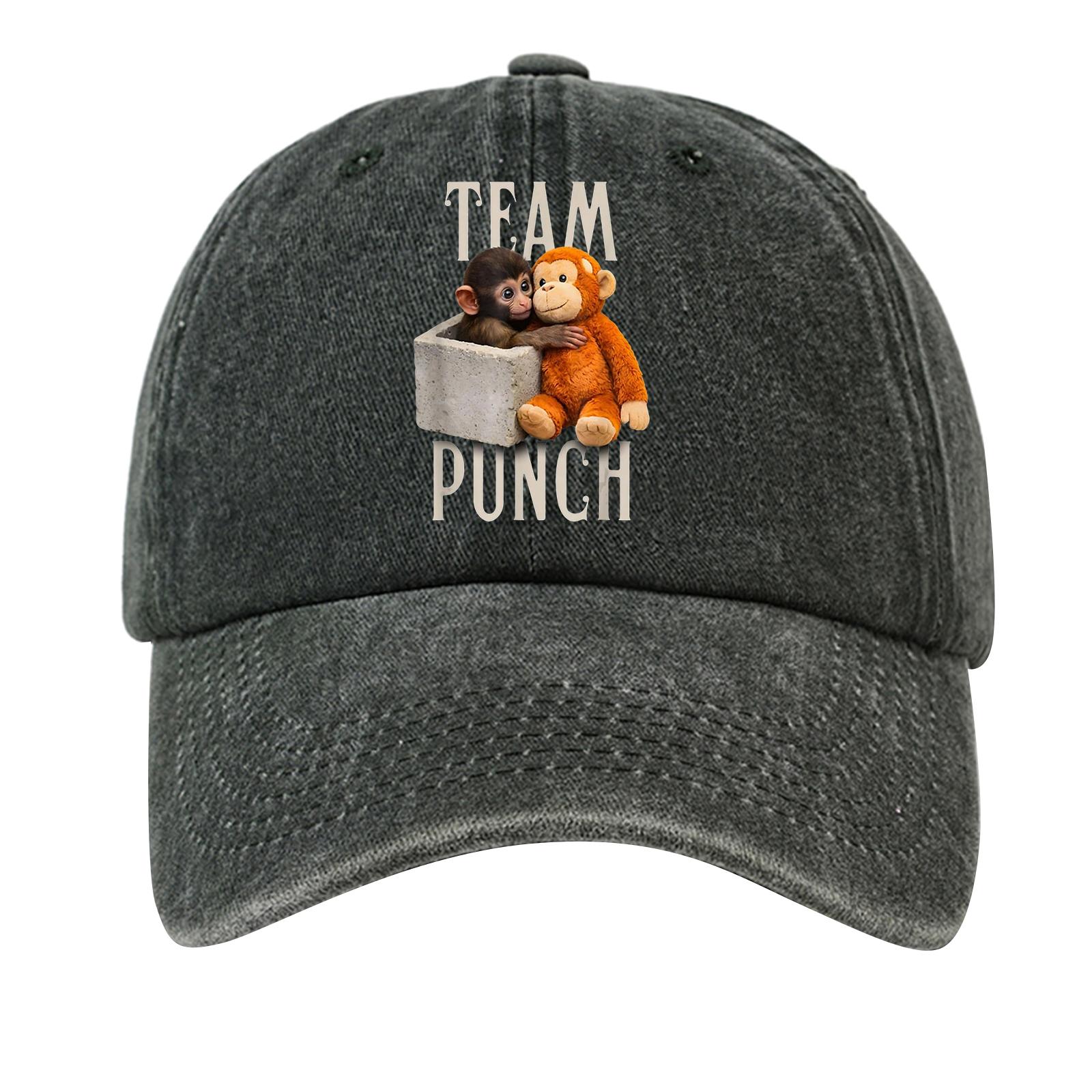 Washed Cotton Soft Top Baseball Cap with Vintage Team Punch Print Casual Adjustable Retro Denim Hat for Men One Size
Washed Cotton Soft Top Baseball Cap with Vintage Team Punch Print Casual Adjustable Retro Denim Hat for Men One Size