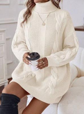 Women s high collar knitted color high collar long sleeve hip sweater dress XL бежевий
Women s high collar knitted color high collar long sleeve hip sweater dress XL бежевий