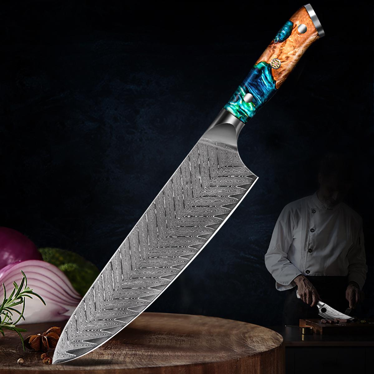 Нож из дамасской стали, кухонный нож для нарезки, бытовой 8-дюймовый нож шеф-повара в западном стиле, кухонный нож для суши
Нож из дамасской стали, кухонный нож для нарезки, бытовой 8-дюймовый нож шеф-повара в западном стиле, кухонный нож для суши