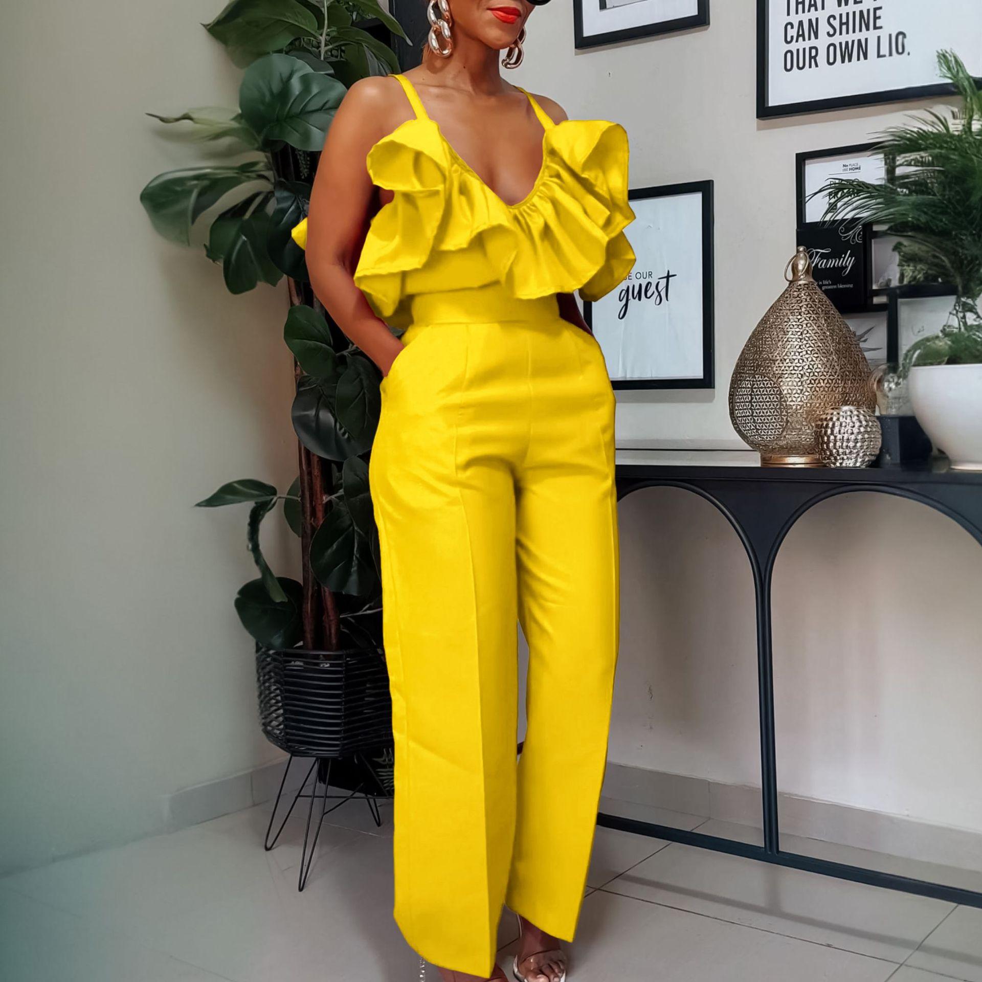 Модный повседневный женский летний топ с v-образным вырезом и рюшами в европейском и американском стиле, комплект брюк с высокой талией L
Модный повседневный женский летний топ с v-образным вырезом и рюшами в европейском и американском стиле, комплект брюк с высокой талией L