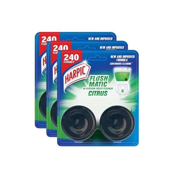 Harpic Flushmatic In-Cistern Toilet Cleaner Blocks, Citrus - 100 г (Упаковка з 3 штук) | Тривалість до 240 змивів
Harpic Flushmatic In-Cistern Toilet Cleaner Blocks, Citrus - 100 г (Упаковка з 3 штук) | Тривалість до 240 змивів