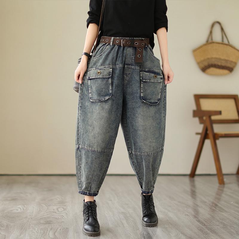 Spring Fall Fashion Women s Vintage Denim Pants Female Cotton Padded Multi Pockets Ankle Length Jeans Casual Harem Trousers XXL синій
Spring Fall Fashion Women s Vintage Denim Pants Female Cotton Padded Multi Pockets Ankle Length Jeans Casual Harem Trousers XXL синій