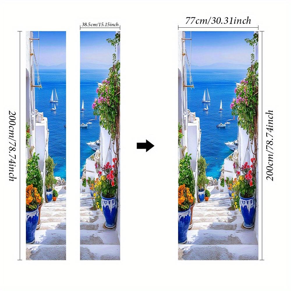 1 sailboat door mural, sea view self-adhesive mural, blue and white vase sticker, flower door mural, coastline door sticker deco
1 sailboat door mural, sea view self-adhesive mural, blue and white vase sticker, flower door mural, coastline door sticker deco