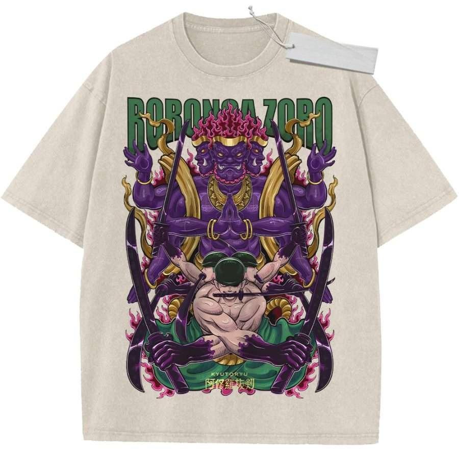 Summer Mens Black Washed T Shirt One Piece Roronoa Zoro Asura Sword Purple God High Quality Fabric for Casual Shopping M
Summer Mens Black Washed T Shirt One Piece Roronoa Zoro Asura Sword Purple God High Quality Fabric for Casual Shopping M
