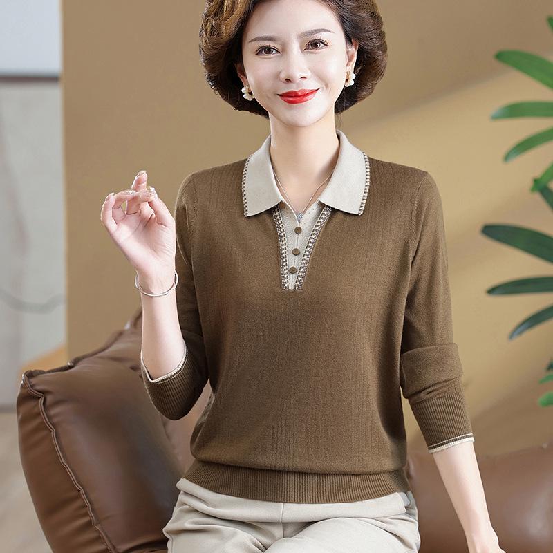 Autumn Long-Sleeve Knit Top for Middle-Aged Women, Lapel Shirt for 50s-60s, Base Layer Tee M (85-105 lbs) кофейный
Autumn Long-Sleeve Knit Top for Middle-Aged Women, Lapel Shirt for 50s-60s, Base Layer Tee M (85-105 lbs) кофейный