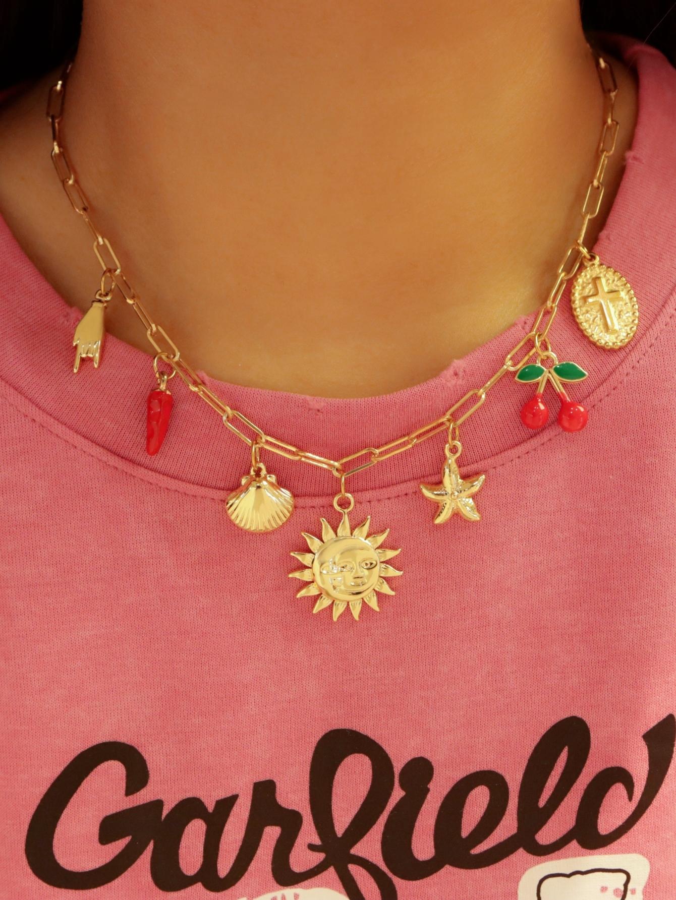 Evil Eye Charms Necklace for Women Cute Heart Gold Color Boho Collars Sun Moon Chili Pendant High Quality Party Jewelry
Evil Eye Charms Necklace for Women Cute Heart Gold Color Boho Collars Sun Moon Chili Pendant High Quality Party Jewelry