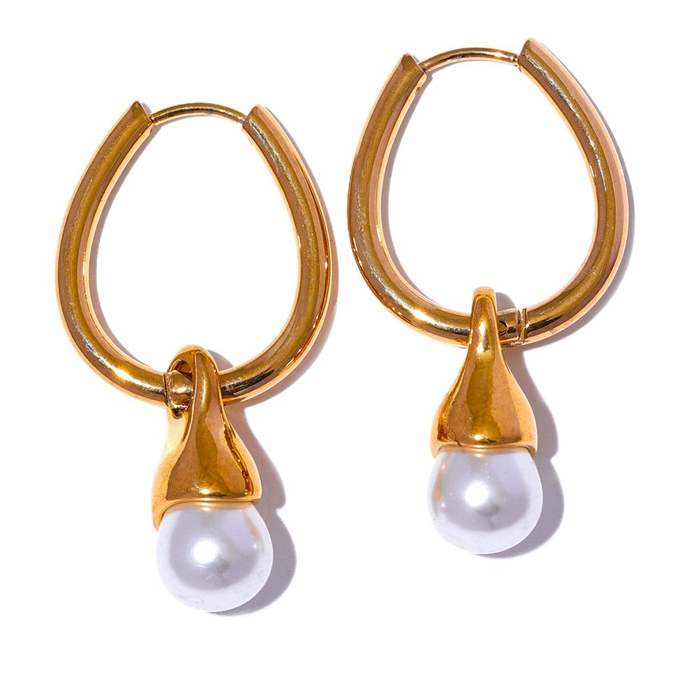 Yhpup Removable Stainless Steel Geometric Imitation Pearls Drop Hoop Earrings Gold Color Fashion Elegant Daily Jewelry for Women
Yhpup Removable Stainless Steel Geometric Imitation Pearls Drop Hoop Earrings Gold Color Fashion Elegant Daily Jewelry for Women