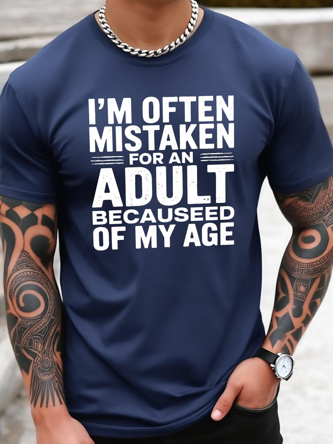 Navy Blue Cotton Blend T-shirt with Bold White Print - I m Often Mistaken for an Adult Because of My Age - Casual Summer Tee S
Navy Blue Cotton Blend T-shirt with Bold White Print - I m Often Mistaken for an Adult Because of My Age - Casual Summer Tee S