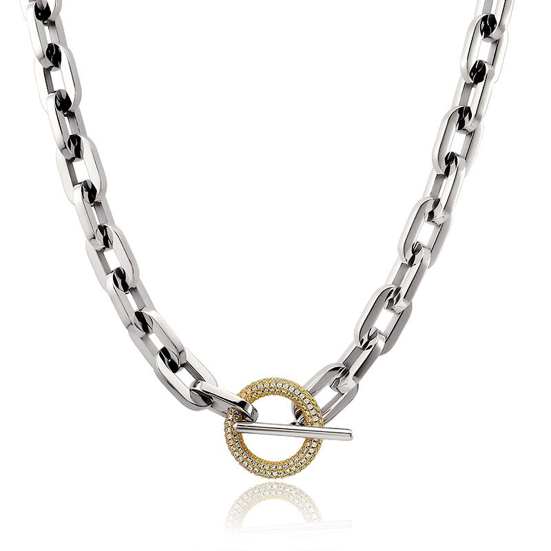 Stainless Steel Necklace Chain T Toggle Clasp Crystal Stones Link Lock Thick Clavicle Chain Choker Necklaces for Women Necklace
Stainless Steel Necklace Chain T Toggle Clasp Crystal Stones Link Lock Thick Clavicle Chain Choker Necklaces for Women Necklace