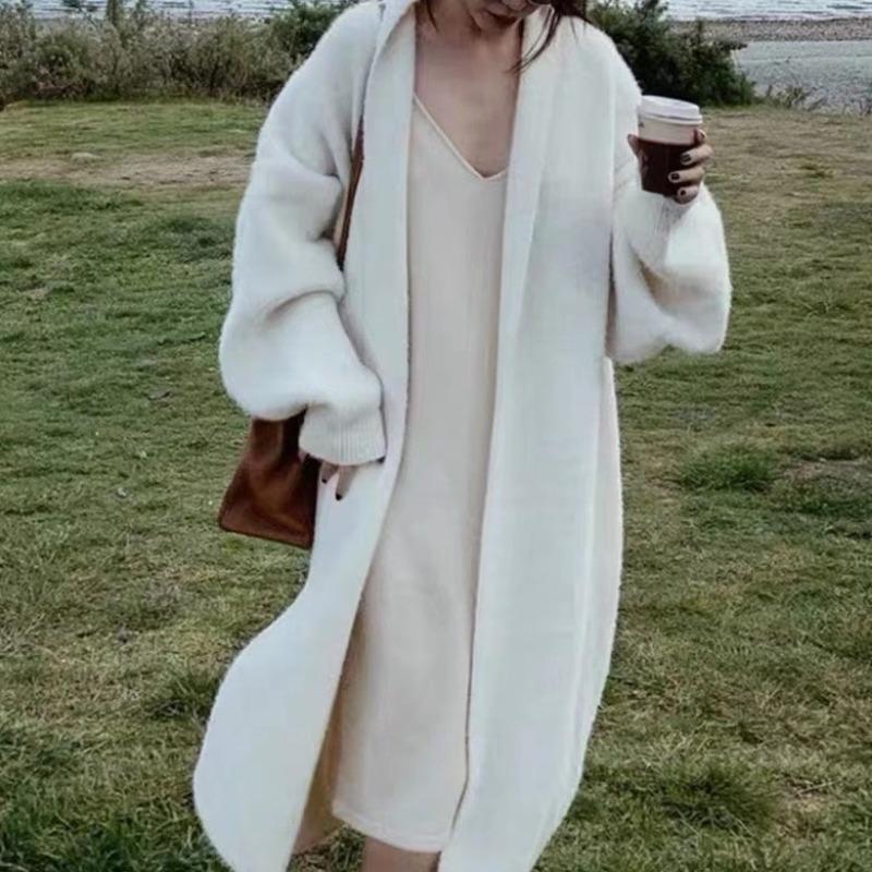 Женское пальто, сплошной цвет, утолщенный вязаный кардиган из искусственного норкового флиса, женское длинное пальто выше колена в ленивом стиле, свободный длинный свитер, пальто, уличная одежда onesize 
Женское пальто, сплошной цвет, утолщенный вязаный кардиган из искусственного норкового флиса, женское длинное пальто выше колена в ленивом стиле, свободный длинный свитер, пальто, уличная одежда onesize