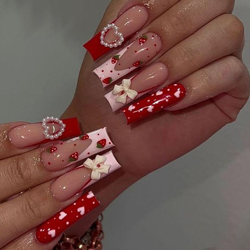INS Style Wearing Nail Long Style Nail Sheet Strawberry Peach Heart French Nail Sheet Finished Spicy Girl False Nail Beauty Patch
INS Style Wearing Nail Long Style Nail Sheet Strawberry Peach Heart French Nail Sheet Finished Spicy Girl False Nail Beauty Patch
