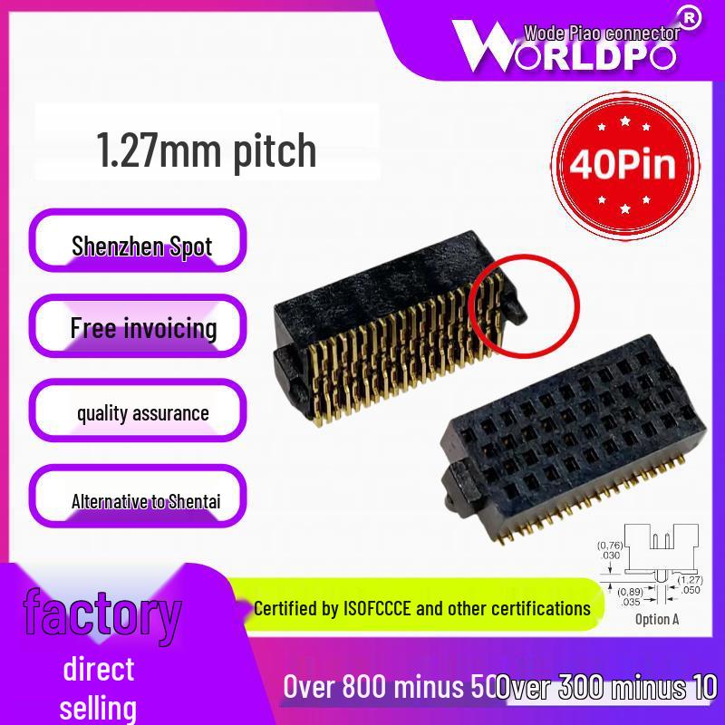 Alternative to SAMTEC Shen Tai SOLC-110: 1.27mm Pitch Female Connector, 4 Rows, 40 Pins SOLC-110-02-F*Female*3mm
Alternative to SAMTEC Shen Tai SOLC-110: 1.27mm Pitch Female Connector, 4 Rows, 40 Pins SOLC-110-02-F*Female*3mm