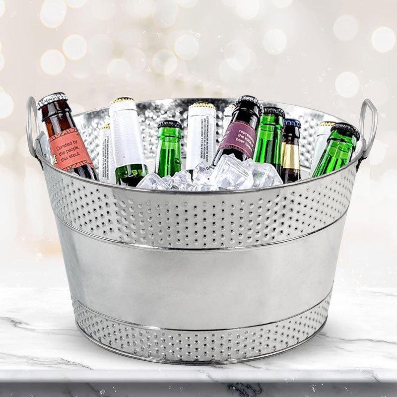 Textured Galvanized Ice Bucket with Handles
Textured Galvanized Ice Bucket with Handles