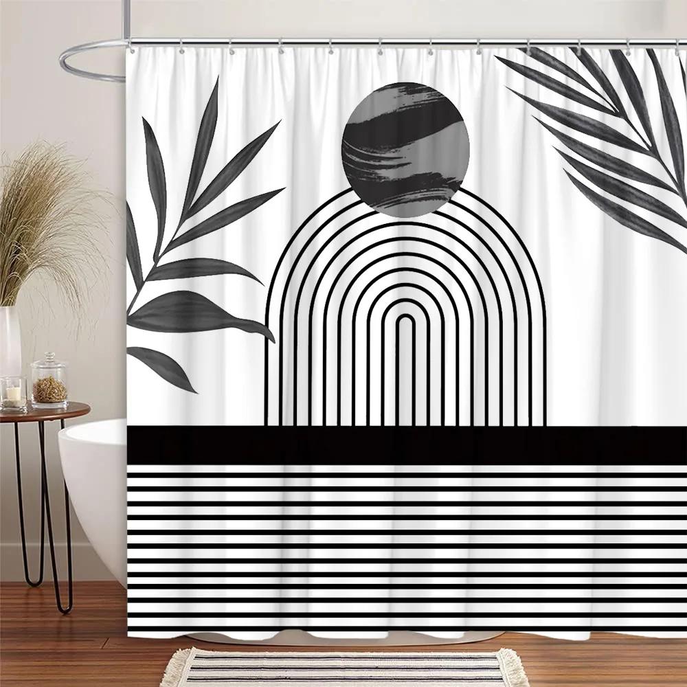 Black And White Shower Curtain, Abstract Mid-Century Modern Minimalist Geometric Line Art Aesthetic Vintage Bathroom Decoration W60H190(CM)-1 Pcs
Black And White Shower Curtain, Abstract Mid-Century Modern Minimalist Geometric Line Art Aesthetic Vintage Bathroom Decoration W60H190(CM)-1 Pcs