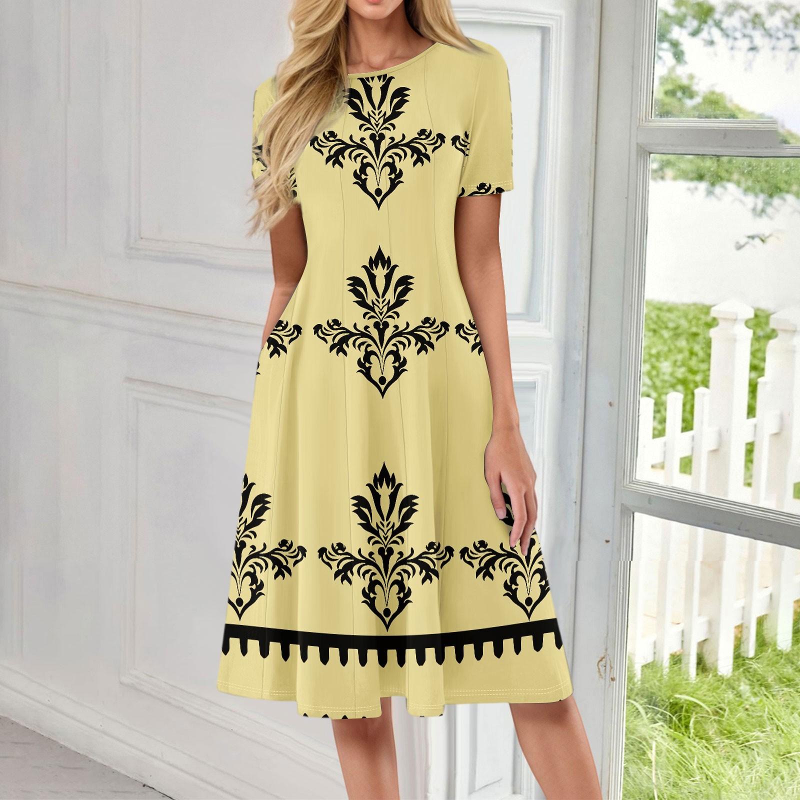 Women s Fashionable Print Round Neck Loose Short Sleeved Pocket Pullover Dress XL жовтий
Women s Fashionable Print Round Neck Loose Short Sleeved Pocket Pullover Dress XL жовтий