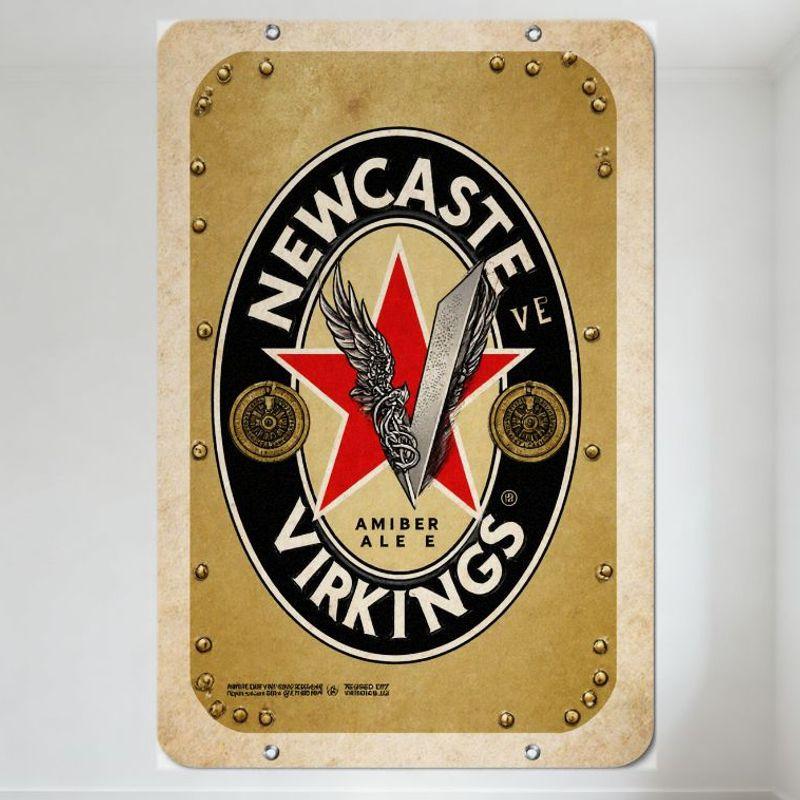 Vintage Newcastle Vikings Amber Ale Metal Sign, Retro Industrial Style with Emblem, Beige Background, Riveted Edges for Bar Pub 20x30cm(7.8x11.8inch)
Vintage Newcastle Vikings Amber Ale Metal Sign, Retro Industrial Style with Emblem, Beige Background, Riveted Edges for Bar Pub 20x30cm(7.8x11.8inch)