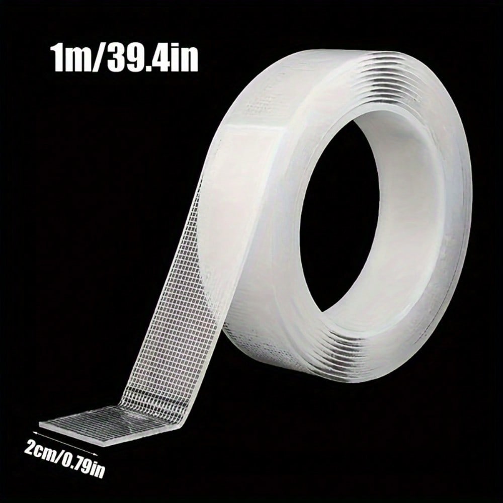 Super Strong Double-Sided Nano Tape - Transparent, Removable, PET Adhesive - Heavy-Duty, Ultra-Sticky Tape, Suitable for Home 1m/39.4in
Super Strong Double-Sided Nano Tape - Transparent, Removable, PET Adhesive - Heavy-Duty, Ultra-Sticky Tape, Suitable for Home 1m/39.4in