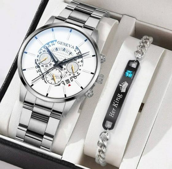 Мужской набор из 5 часов: Стильные кварцевые часы с тремя ложными циферблатами и плетеным браслетом из бусин
Мужской набор из 5 часов: Стильные кварцевые часы с тремя ложными циферблатами и плетеным браслетом из бусин