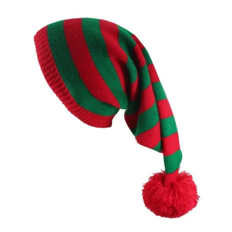New Christmas knitted hat red and green striped hairball long tail hat Christmas hat cold and warm essential
New Christmas knitted hat red and green striped hairball long tail hat Christmas hat cold and warm essential