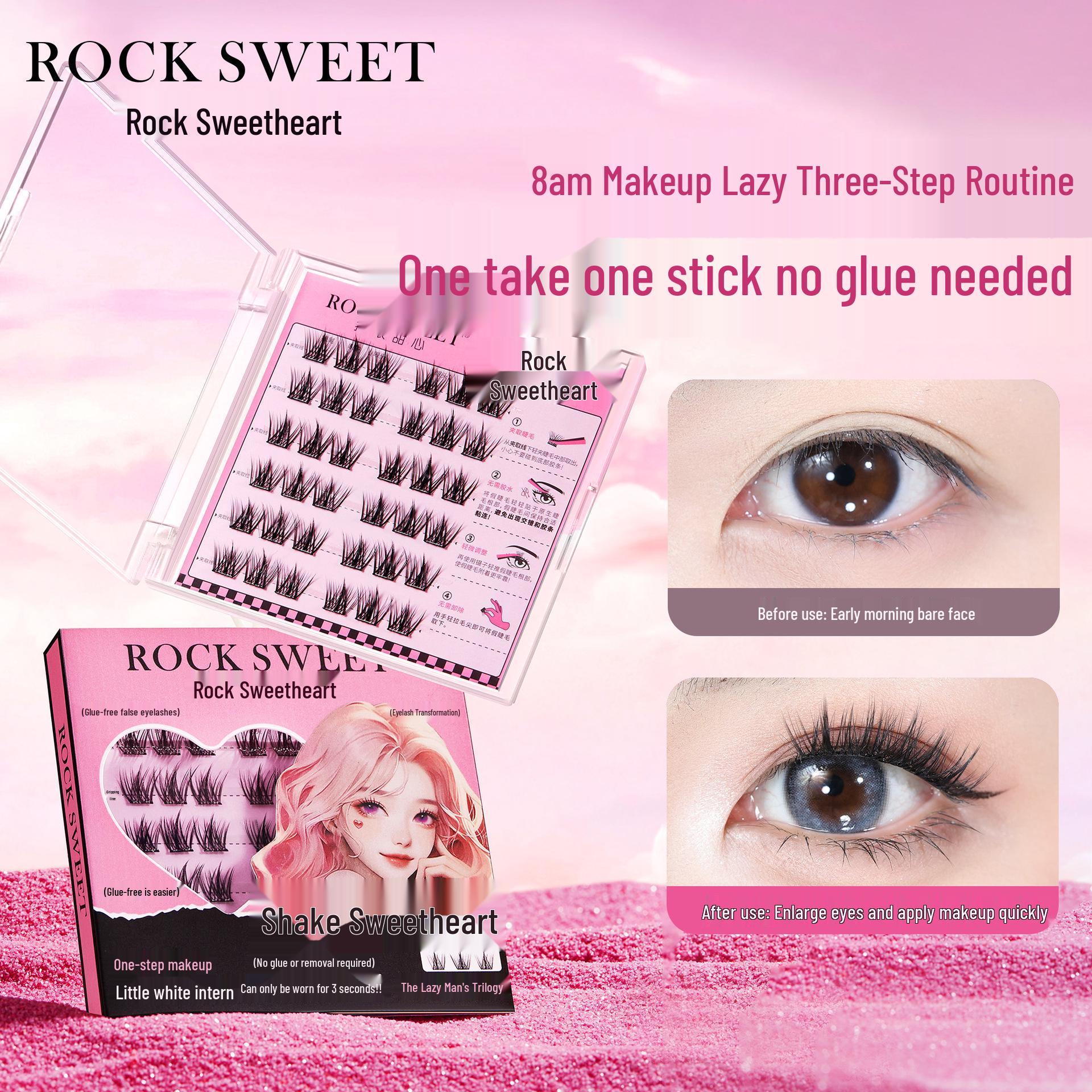 Rock Sweetheart Glue-Free Natural False Eyelash Clusters for Beginners - Lazy Trilogy Simulation Cosmetics
Rock Sweetheart Glue-Free Natural False Eyelash Clusters for Beginners - Lazy Trilogy Simulation Cosmetics