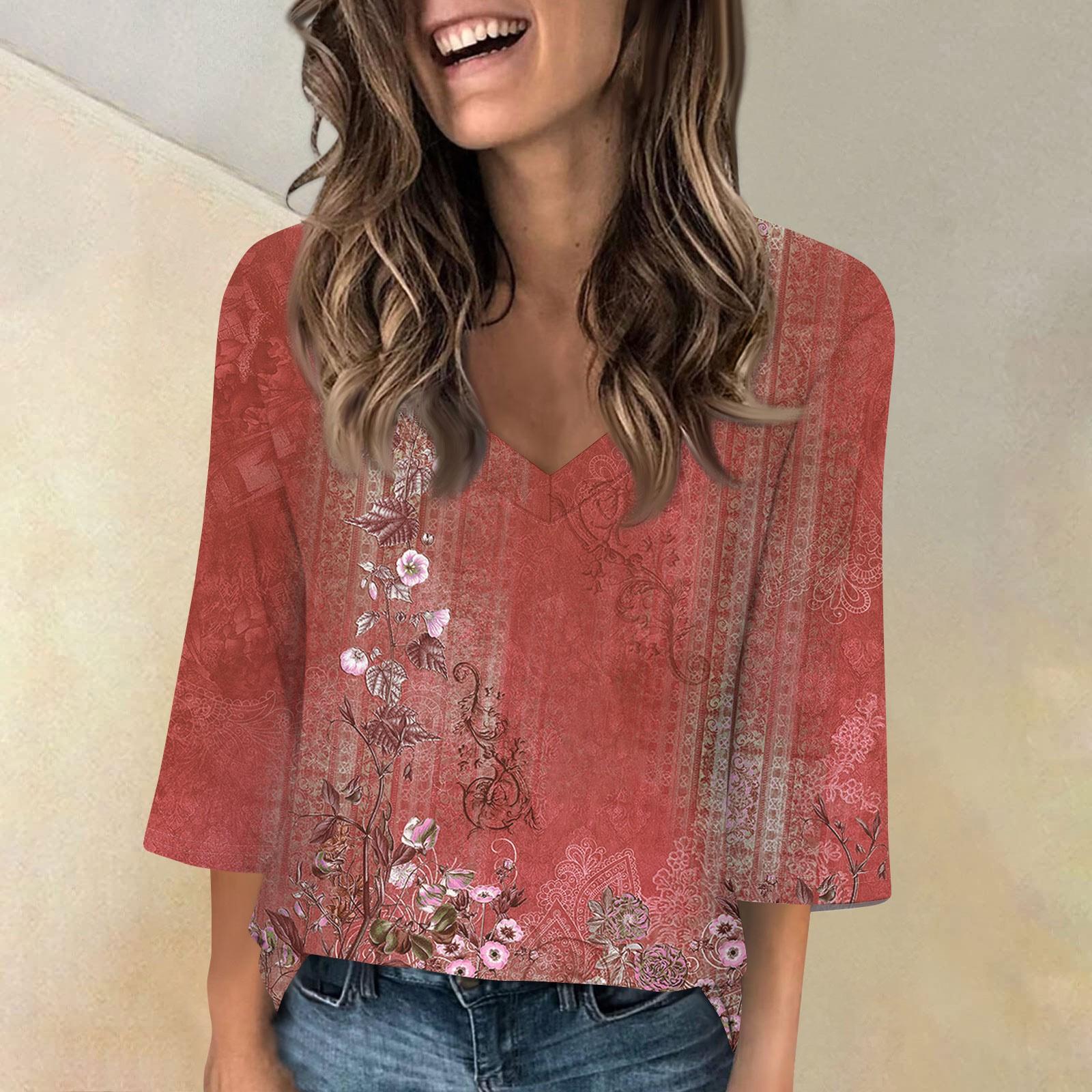 Женские топы с v-образным вырезом и рукавами 3/4, повседневные футболки, базовые летние футболки, свободный крой, осенний пуловер, туника XL винный
Женские топы с v-образным вырезом и рукавами 3/4, повседневные футболки, базовые летние футболки, свободный крой, осенний пуловер, туника XL винный