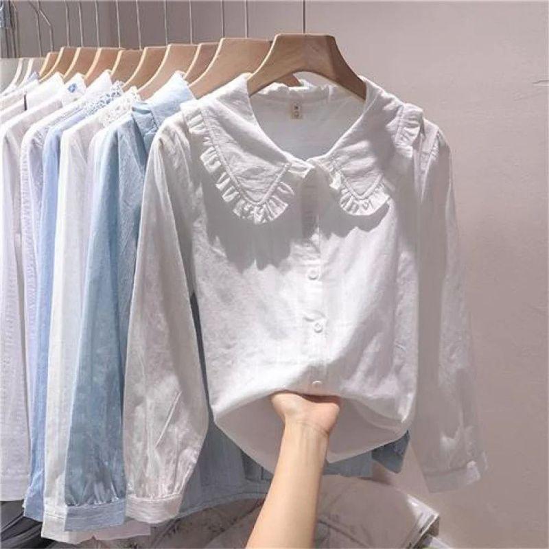 Блузка с воротником-куклой и краем в виде листа лотоса, с длинными рукавами и оборками WHITE XL
Блузка с воротником-куклой и краем в виде листа лотоса, с длинными рукавами и оборками WHITE XL