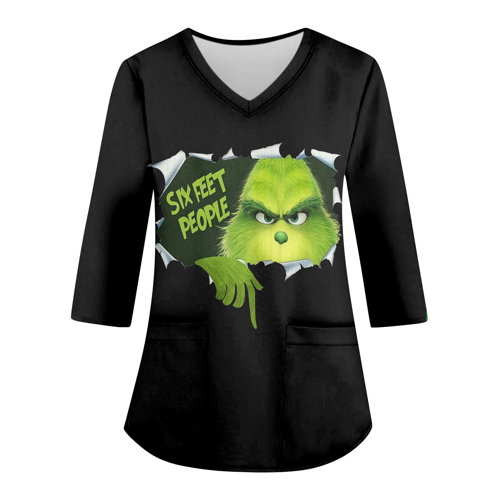 Women s Loose V Neck Pocket Christmas Tree Print Three Quarter Sleeve Workwear Top L чорний
Women s Loose V Neck Pocket Christmas Tree Print Three Quarter Sleeve Workwear Top L чорний