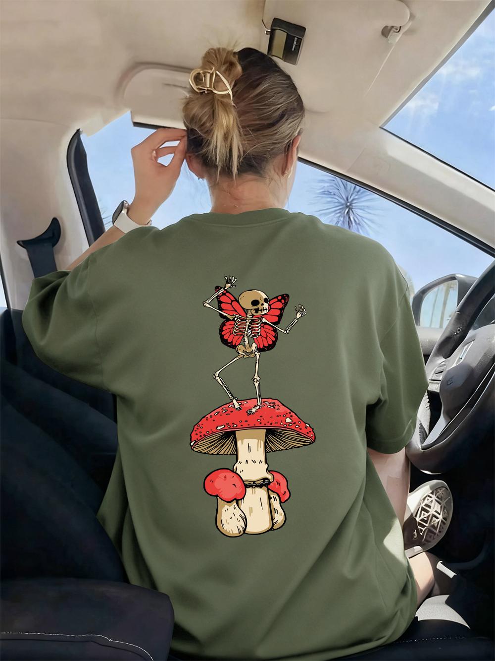 Skull Wings Mushroom Prints TShirts Women Summer ONeck Short Sleeve Tops Comfortable Loose T Shirt Basics Soft Woman Clothes S
Skull Wings Mushroom Prints TShirts Women Summer ONeck Short Sleeve Tops Comfortable Loose T Shirt Basics Soft Woman Clothes S