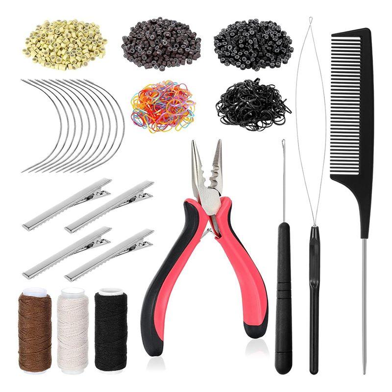 ABMH-Hair Extension Tools Kit, 600 Silicone Lined Micro-Rings, 1 Plier, 2 Hook Needle Pulling Loop, 10 Curved Hair Needle Et
ABMH-Hair Extension Tools Kit, 600 Silicone Lined Micro-Rings, 1 Plier, 2 Hook Needle Pulling Loop, 10 Curved Hair Needle Et