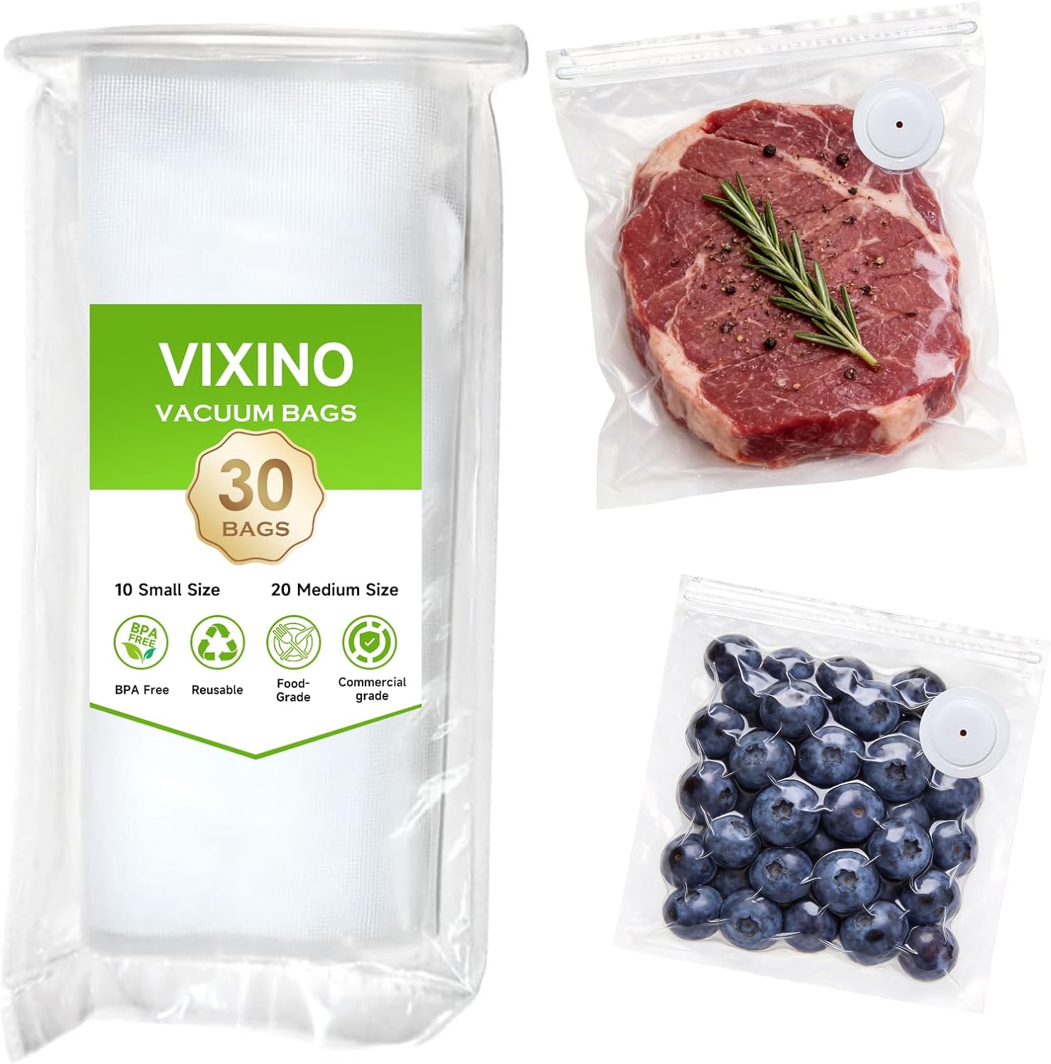 Vacuum Sealer Bags for Food, 30 Reusable Free vacuum seal bags for Meal Prep, Sous Freezer, Microwave, Works United States
Vacuum Sealer Bags for Food, 30 Reusable Free vacuum seal bags for Meal Prep, Sous Freezer, Microwave, Works United States