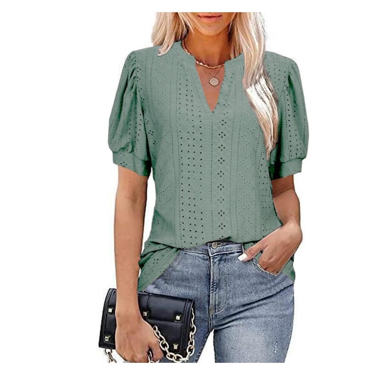 Casual Women Vneck Tops Short Sleeve Tshirts Cut Out Lace Summer Solid Blouse L зелений
Casual Women Vneck Tops Short Sleeve Tshirts Cut Out Lace Summer Solid Blouse L зелений