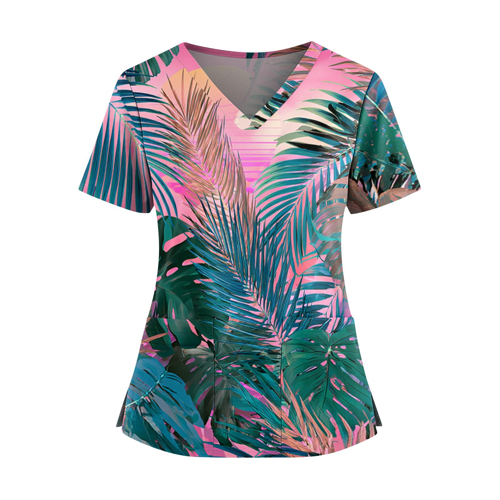 Women s Hawaiian Print V-Neck Double Pocket Short Sleeve Uniform/ Top M рожевий
Women s Hawaiian Print V-Neck Double Pocket Short Sleeve Uniform/ Top M рожевий