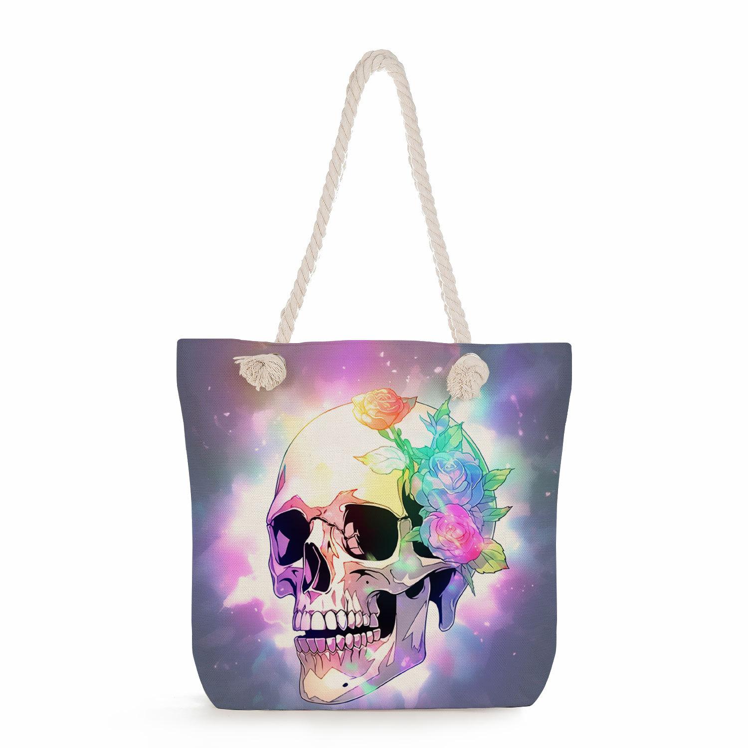 Flower skull print thick rope single-shoulder beach bag 7348 CLE
Flower skull print thick rope single-shoulder beach bag 7348 CLE