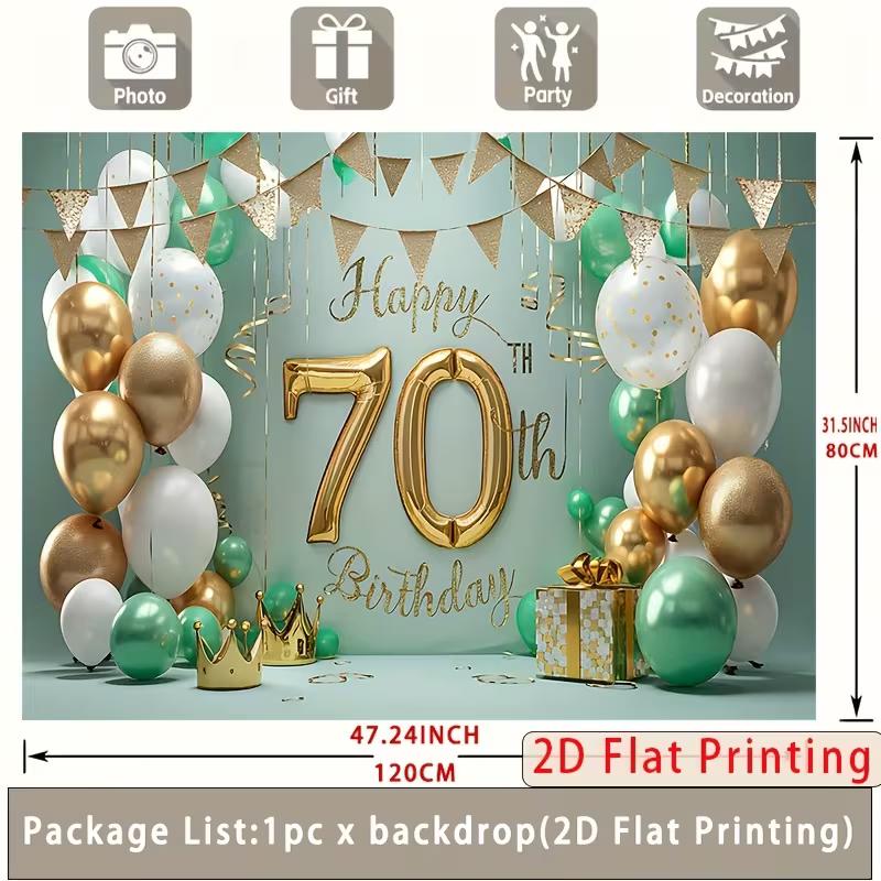2D 70th Birthday Party Backdrop, Mint Green Gold Decor Photography Background 47.2x31.5inch/120*80cm
2D 70th Birthday Party Backdrop, Mint Green Gold Decor Photography Background 47.2x31.5inch/120*80cm
