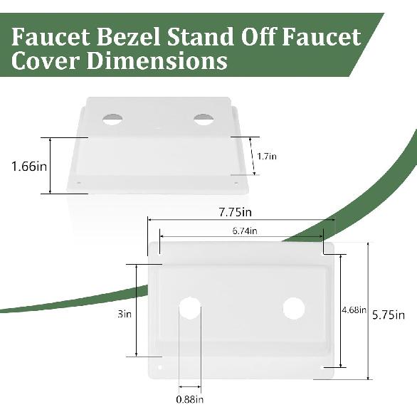 White Duo Faucet Mount KIT Faucet Bezel Stand Off Faucet Cover
White Duo Faucet Mount KIT Faucet Bezel Stand Off Faucet Cover