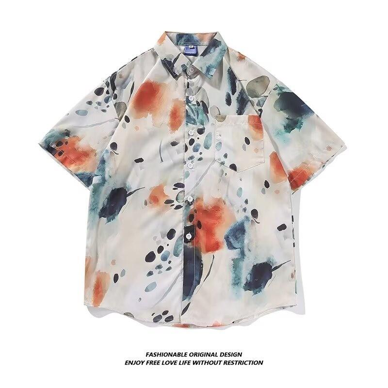 Летняя мужская модная гавайская рубашка с коротким рукавом в корейском стиле, пляжные рубашки с цветочным принтом, топы на пуговицах с лацканами, одежда для морского курорта
Летняя мужская модная гавайская рубашка с коротким рукавом в корейском стиле, пляжные рубашки с цветочным принтом, топы на пуговицах с лацканами, одежда для морского курорта