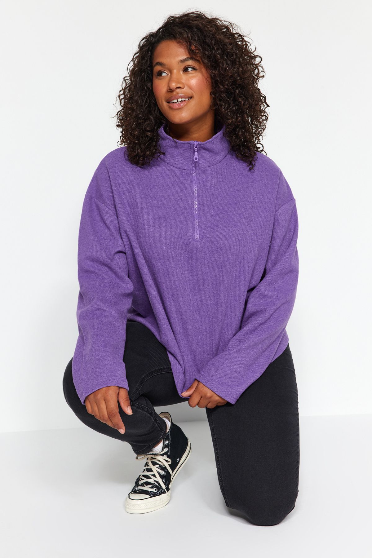 Women s Plus Size Sweatshirt Purple Stand Collar Zippered Selanik Thin Knitted Sweatshirt 2XL
Women s Plus Size Sweatshirt Purple Stand Collar Zippered Selanik Thin Knitted Sweatshirt 2XL