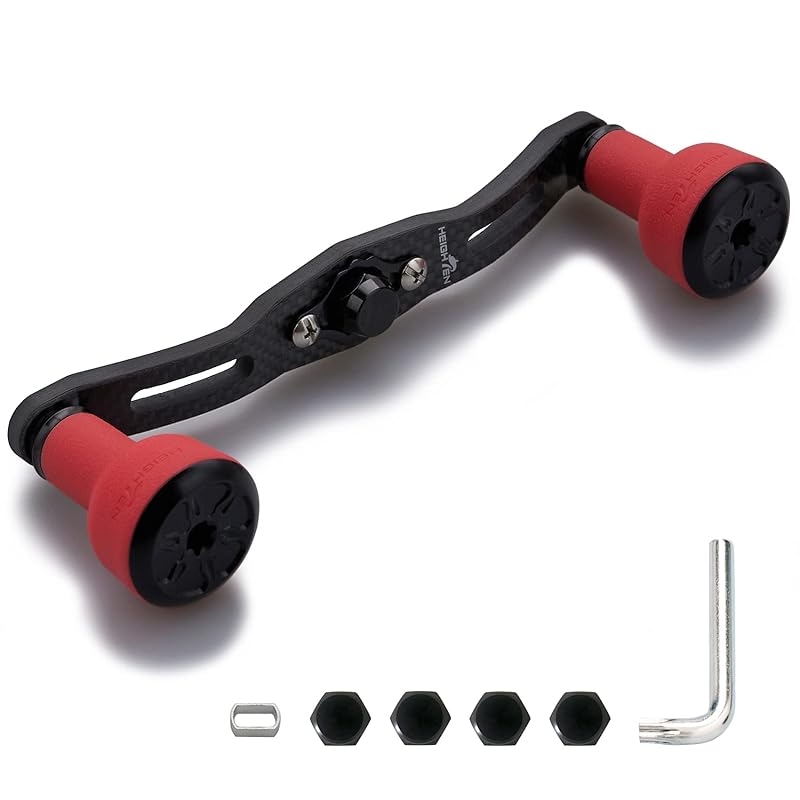 HEIGHTEN 120/110mm reel handle Thickness 4mm 1.5K charcoal cloth carbon 24mm Made of TPE Equipped with knob SHIMANO Daiwa Abu common use bait reel for
HEIGHTEN 120/110mm reel handle Thickness 4mm 1.5K charcoal cloth carbon 24mm Made of TPE Equipped with knob SHIMANO Daiwa Abu common use bait reel for